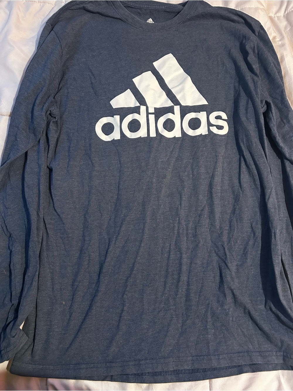 adidas Men's Long Sleeve Tee in Navy with White Logo